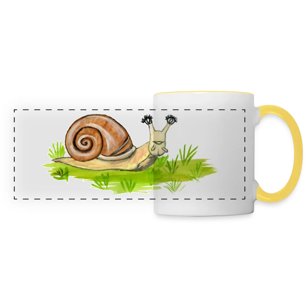 Escargot Rigolo Cils Fous sur Mug panoramique contrasté et blanc