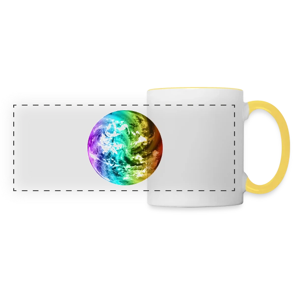 Globe Terre Arc-en-ciel sur Mug panoramique contrasté et blanc