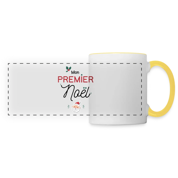 Mon Premier Noël sur Mug panoramique contrasté et blanc