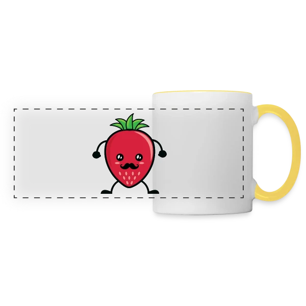 Fraise Kawaii Adorable et Tendance sur Mug panoramique contrasté et blanc