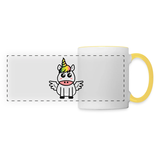 Licorne Kawaii : Féérique et Magique sur Mug panoramique contrasté et blanc