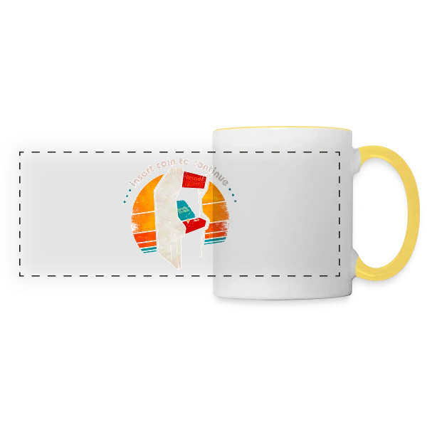 Arcade Rétro Années 80 : Insert Coin to Continue sur Mug panoramique contrasté et blanc