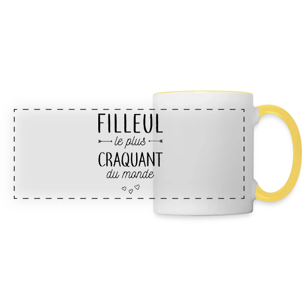 Mon Filleul Adoré et Craquant sur Mug panoramique contrasté et blanc