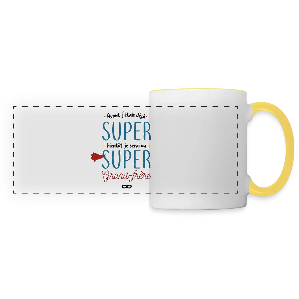 Futur Super Grand Frère sur Mug panoramique contrasté et blanc