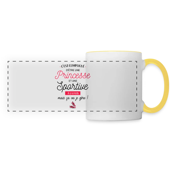 Princesse Sportive : Je Gère ! sur Mug panoramique contrasté et blanc