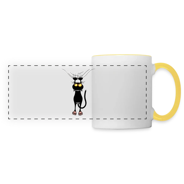 Chat Griffeur Amusant sur Mug panoramique contrasté et blanc