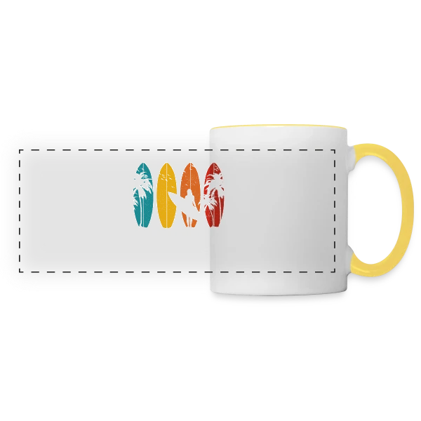 Surfeur Vintage | Cadeau Rétro sur Mug panoramique contrasté et blanc