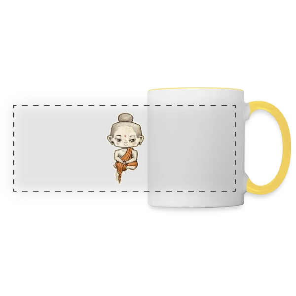 Petit Bouddha Zen sur Mug panoramique contrasté et blanc