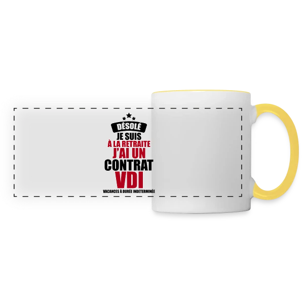 Retraite : Contrat VDI (Vacances Durée Indéterminée) sur Mug panoramique contrasté et blanc