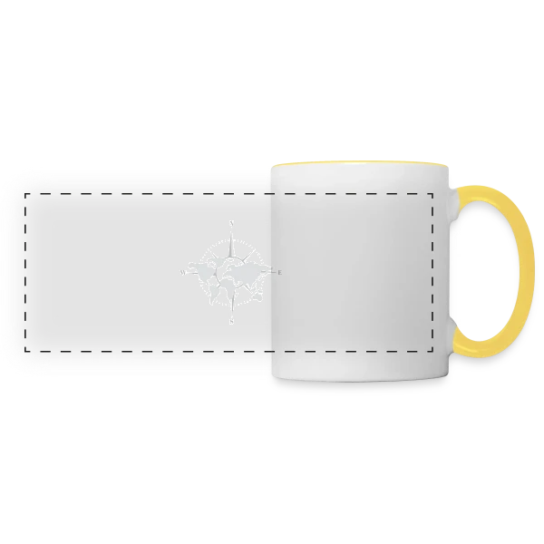 Carte du Monde Boussole sur Mug panoramique contrasté et blanc