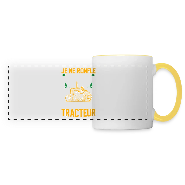 Je rêve que je suis un tracteur sur Mug panoramique contrasté et blanc
