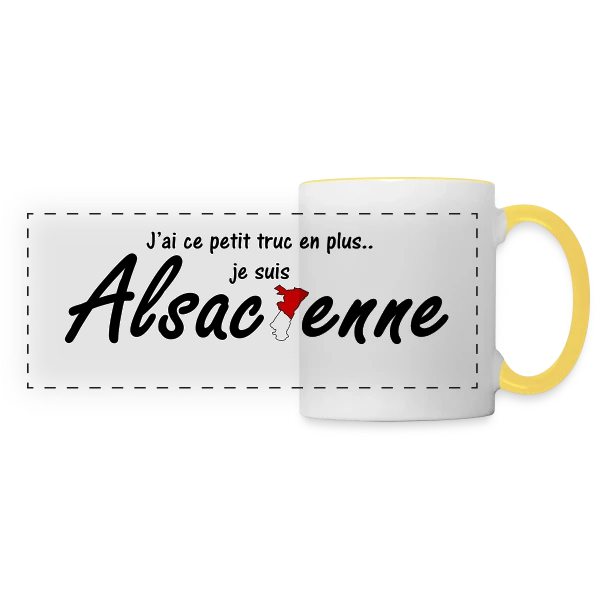 Je suis Alsacienne Humour sur Mug panoramique contrasté et blanc