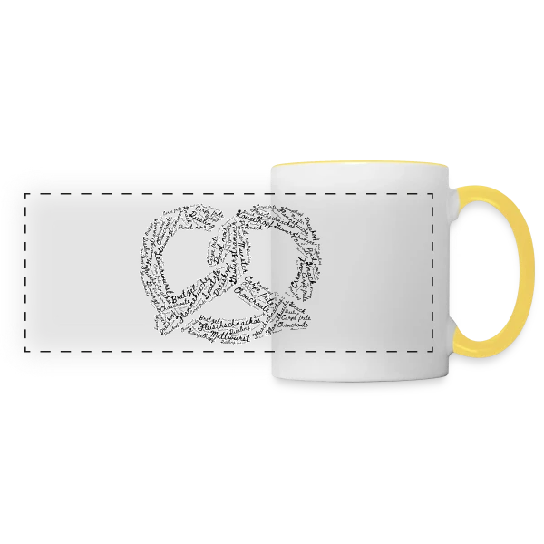 Brezel Mots Alsaciens Gourmands sur Mug panoramique contrasté et blanc