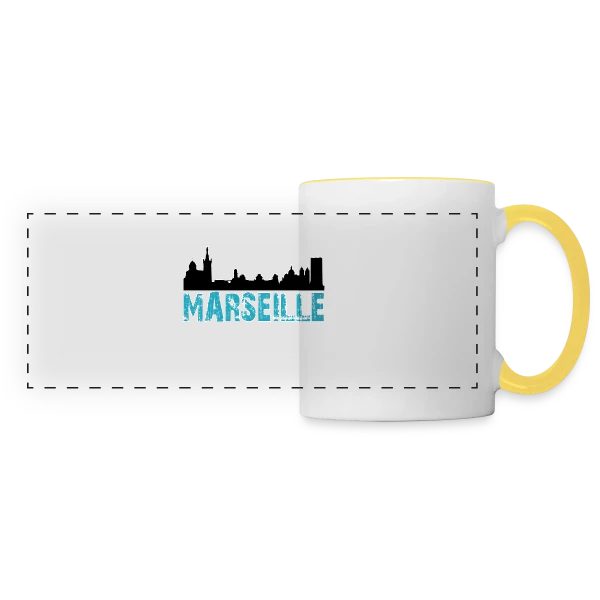 Skyline Marseille Urbaine sur Mug panoramique contrasté et blanc