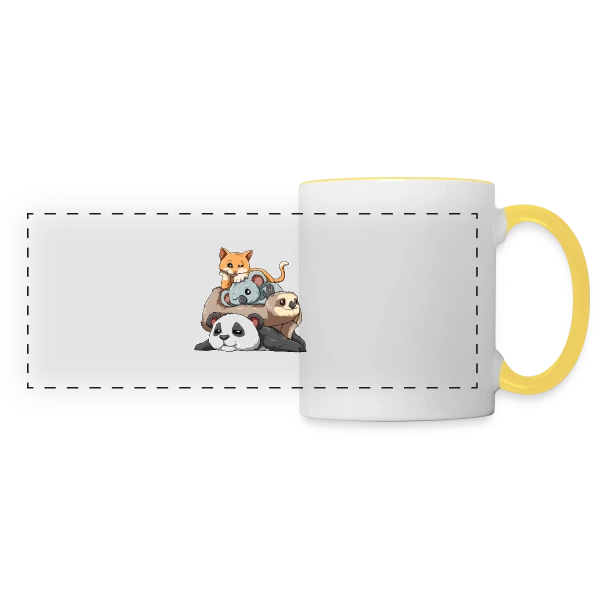 Pile d'Animaux Fainéants sur Mug panoramique contrasté et blanc