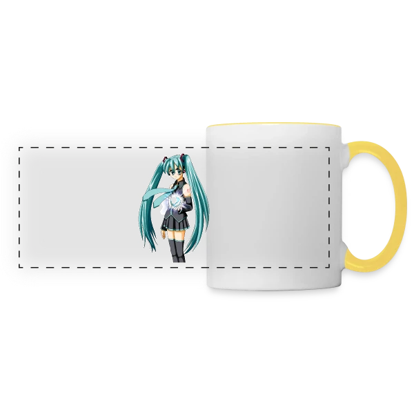 Miku Manga : Jolie Fille Style Anime Kawaii sur Mug panoramique contrasté et blanc