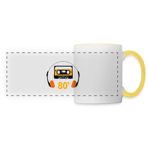 Cassette Années 80 sur Mug panoramique contrasté et blanc