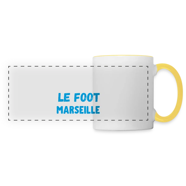 J'aime Foot Marseille sur Mug panoramique contrasté et blanc