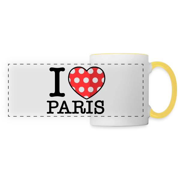 J'aime Paris Pois sur Mug panoramique contrasté et blanc