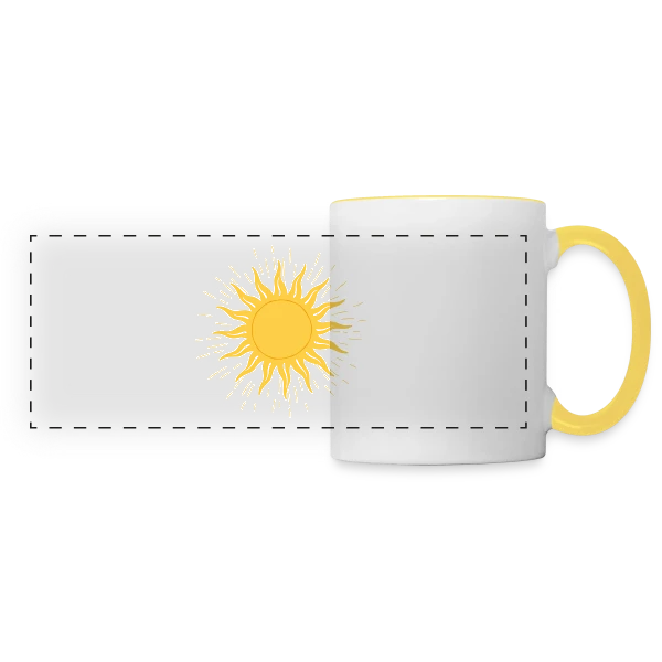 Dessin de Soleil Éclatant sur Mug panoramique contrasté et blanc
