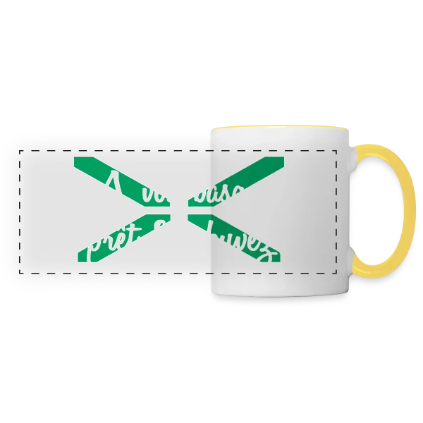 À Vos Basques, Prêt, Feu, Buvez ! - Humour Basque sur Mug panoramique contrasté et blanc