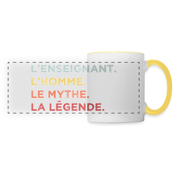 L'Enseignant : L'Homme, Le Mythe, La Légende sur Mug panoramique contrasté et blanc