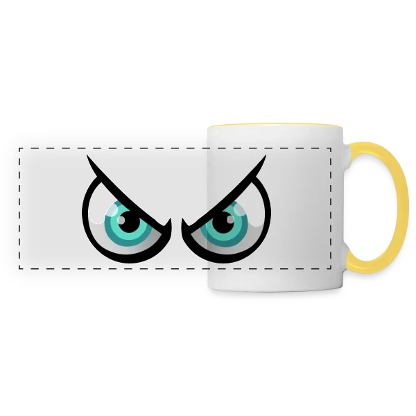 Yeux Cartoon Enervés : En Mode Pas Content sur Mug panoramique contrasté et blanc
