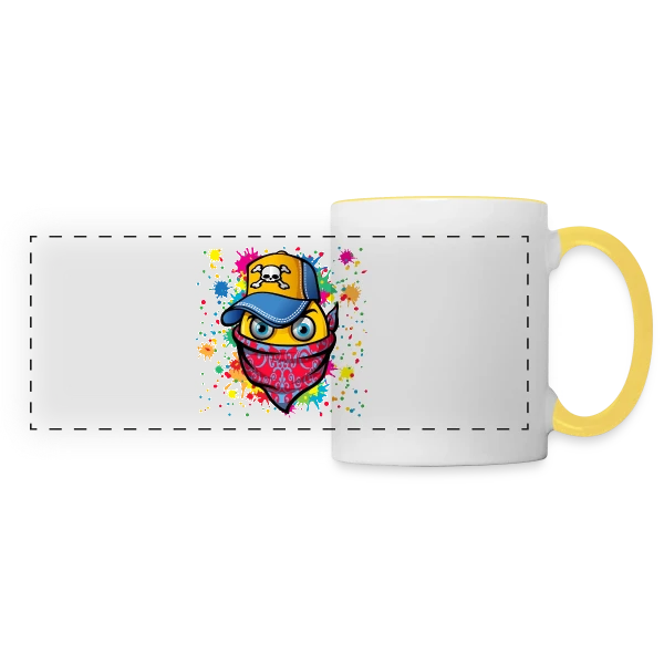 Masque Urbain et Graffitis sur Mug panoramique contrasté et blanc