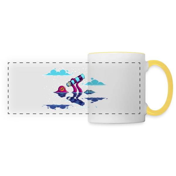 Octocurious : Poulpe Curieux Nocturne sur Mug panoramique contrasté et blanc