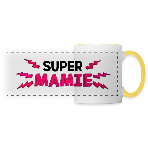 Super Mamie - Le Cadeau Idéal sur Mug panoramique contrasté et blanc