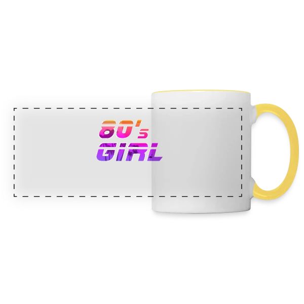 Fille Années 80 Tropicale sur Mug panoramique contrasté et blanc