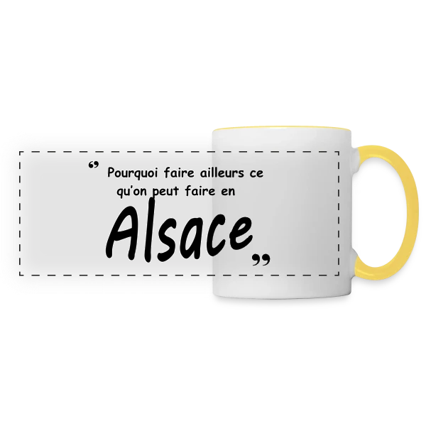 Design Alsace pour Alsaciens sur Mug panoramique contrasté et blanc