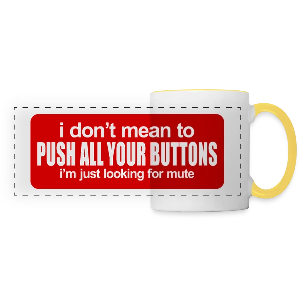 Boutons et Mode Silencieux sur Mug panoramique contrasté et blanc