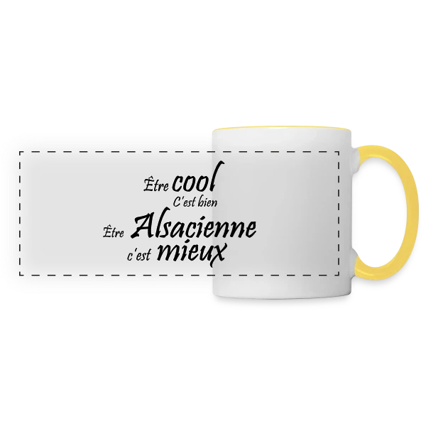 Fière d'être Alsacienne sur Mug panoramique contrasté et blanc