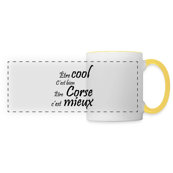 Humour 'Être Corse' sur Mug panoramique contrasté et blanc