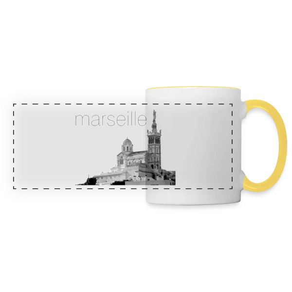 Notre-Dame de la Garde Marseille sur Mug panoramique contrasté et blanc