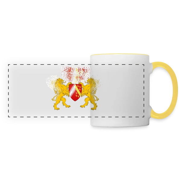 Blason Alsace - Les Lions Gardiens sur Mug panoramique contrasté et blanc