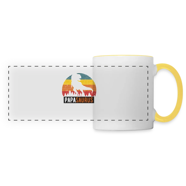 'PapaSaurus Rex' - Humour Dinosaure Rétro pour Papa sur Mug panoramique contrasté et blanc