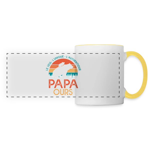 Papa Ours - Le Cadeau Original pour la Fête des Pères sur Mug panoramique contrasté et blanc