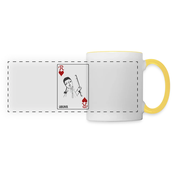 Guignol Roi de Cœur sur Mug panoramique contrasté et blanc