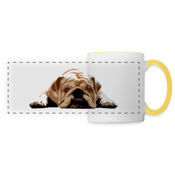 Bulldog Anglais Humour sur Mug panoramique contrasté et blanc