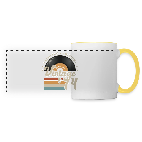 Vinyle Vintage 1974 – Anniversaire 49 ans sur Mug panoramique contrasté et blanc