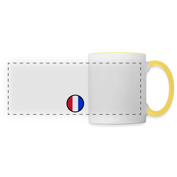 Drapeau Français Rond sur Mug panoramique contrasté et blanc