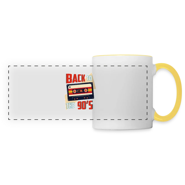 Retour aux Années 90 Cassette sur Mug panoramique contrasté et blanc