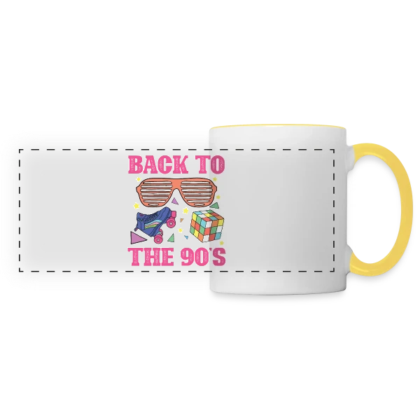 Retour Années 90 Fun sur Mug panoramique contrasté et blanc