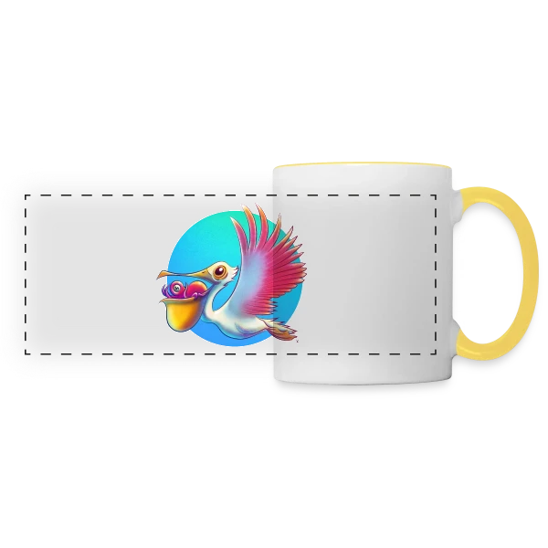 Pélican Livreur de Bébés Poulpes sur Mug panoramique contrasté et blanc