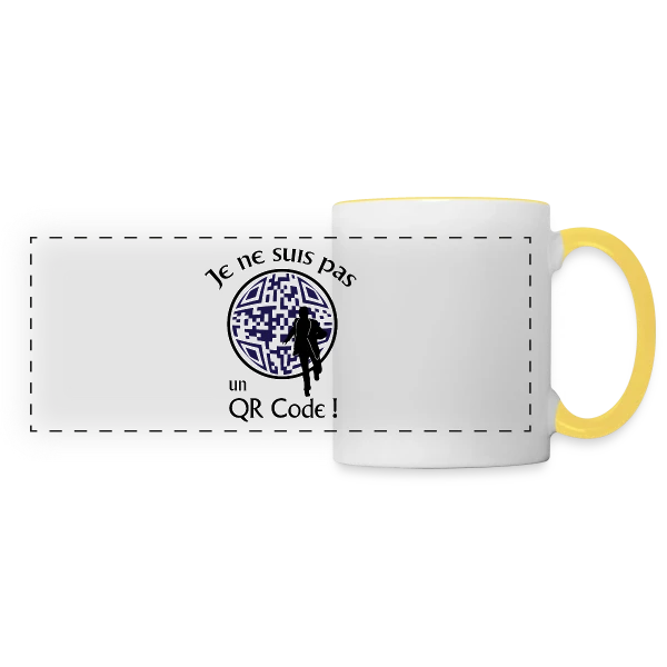 Je ne suis pas un QR Code sur Mug panoramique contrasté et blanc