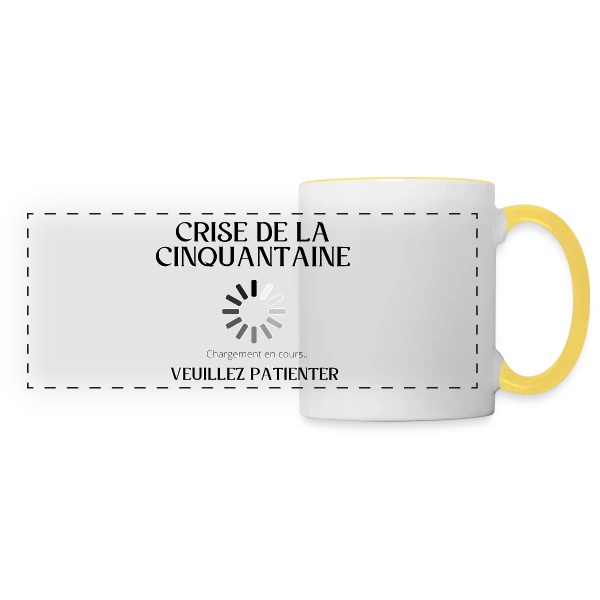 Crise Cinquantaine Chargement sur Mug panoramique contrasté et blanc