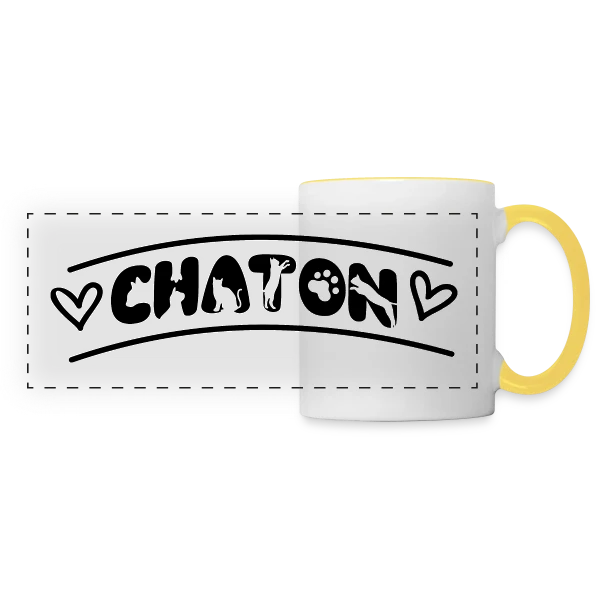 Typographie Chaton Amour sur Mug panoramique contrasté et blanc