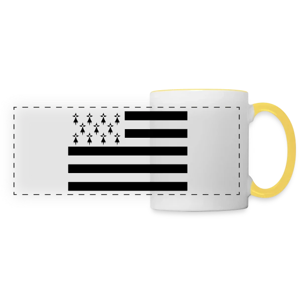 Drapeau Breton Gwenn ha Du sur Mug panoramique contrasté et blanc